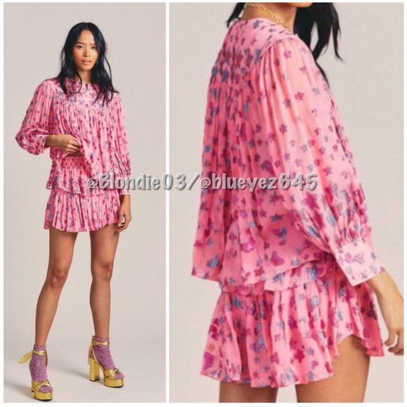 LoveShackFancy “Dionne” top in millennial pink star S - Picture 2 of 5